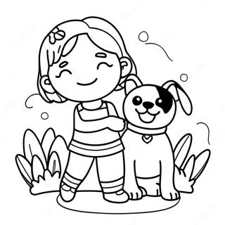 Meisje met Hond Kleurplaten