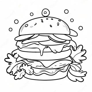 Kaasachtige Hamburger Met Augurken Kleurplaat | Hamburger kleurplaat