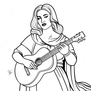 Madonna met Gitaar Kleurplaat | Madonna kleurplaat