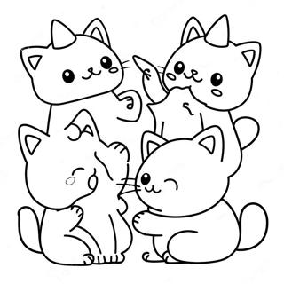 Schattige Battle Cats in Actie Kleurplaat | Strijdkatten kleurplaat