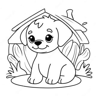 Schattige Puppy bij Dierenasiel Kleurplaat | Dierenasiel kleurplaat