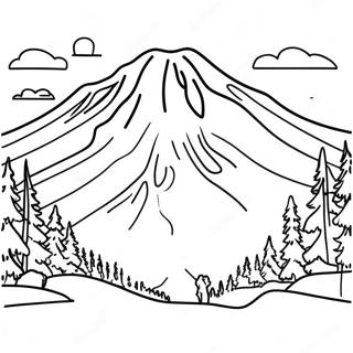Majestueuze kleurplaat van Mount Rainier | Washington State kleurplaat