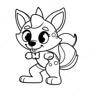 Kleurplaat van Funtime Foxy in een speelse pose | Funtime Foxy kleurplaat