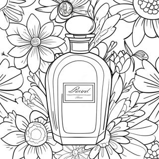 Elegante Parfumfles met Bloemen Kleurplaat | Parfum kleurplaat