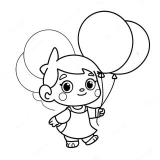 Kiki met Kleurrijke Ballonnen Kleurplaat | Kiki kleurplaat