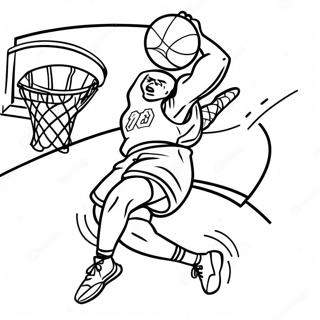 Spannende Slam Dunk Actie Kleurplaat | Slam Dunk kleurplaat