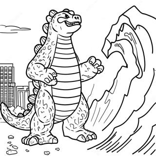 Godzilla 2000 Vernietigende Stad Kleurplaat | Godzilla 2000 kleurplaat