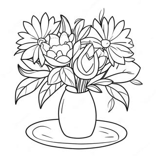 Elegante Stilleven met Bloemen Kleurplaat | Stilleven kleurplaat