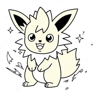 Schattige Jolteon met Sprankelende Elektriciteit Kleurplaat | Jolteon kleurplaat