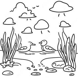 Natuur Scène in de Moerassen Kleurplaat | Moerassen kleurplaat