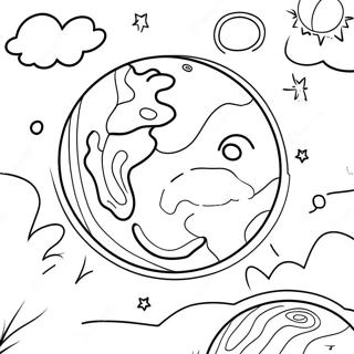 Kleurrijke Planeet Kleurplaat | Cosmo kleurplaat