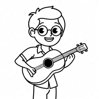 Coole Jongeman met Ukelele Kleurplaat | JongenMetUke kleurplaat