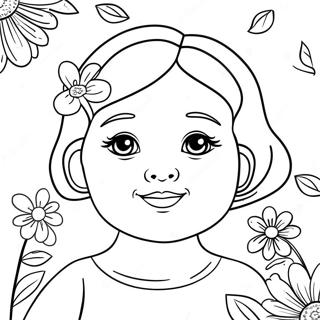 Schattige Ava met Bloemen Kleurplaat | Ava kleurplaat