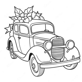Kleurplaat van een Kerstauto | Kerstauto kleurplaat