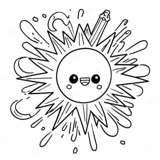 Kleurrijke Cartoon Explosie Kleurplaat | Explosie kleurplaat