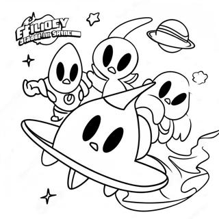 Looney Tunes Personages in de Ruimte Kleurplaat | Ruimte Jam kleurplaat