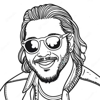 Post Malone met Zonnebril Kleurplaat | Post Malone kleurplaat