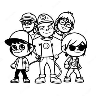 Kleurplaat van Gorillaz Bandleden | Gorillaz kleurplaat