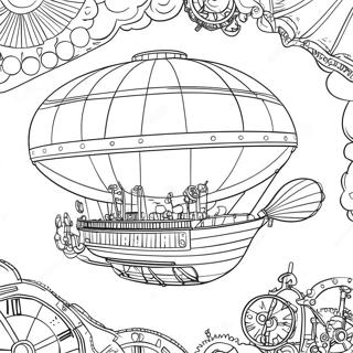 Steampunk Luchtschip Avontuur Kleurplaat | Steampunk kleurplaat
