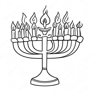 Kleurvolle Menorah Kleurplaat | Joods kleurplaat
