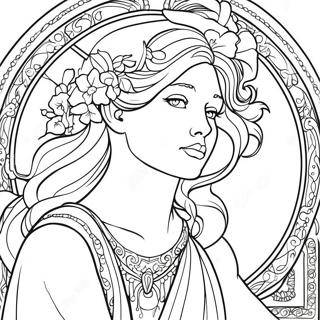 Alphonse Mucha Kleurplaat | Alphonse Mucha kleurplaat