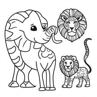 Kleurplaat van Kleurrijke Afrikaanse Dieren | Afrika kleurplaat