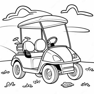 Leuke Golfkar op de Golfbaan Kleurplaat | Golfkar kleurplaat