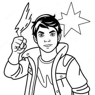 Kleurplaat van Percy Jackson met Bliksemschicht | Percy Jackson kleurplaat