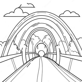 Kleurrijke Regenboog Brug Kleurplaat | Brug kleurplaat