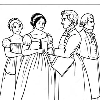 Trots en Vooroordeel Personages Kleurplaat | Jane Austen kleurplaat