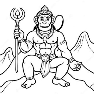 Hanuman met Berg Kleurplaat | Hanuman kleurplaat