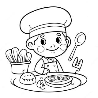 Schattige Chef Koken Kleurplaat | Koken kleurplaat