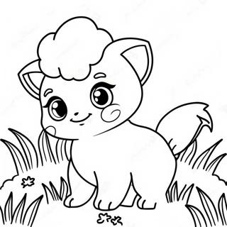Schattige Vulpix Die in het Gras Speelt Kleurplaat | Vulpix kleurplaat