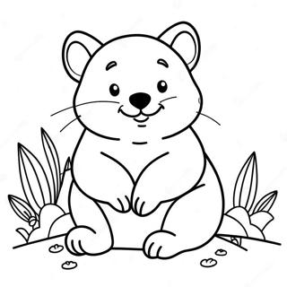 Schattige Wombat Zittend Kleurplaat | Wombat kleurplaat