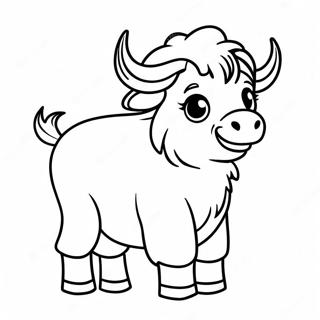 Schattige Baby Yak Kleurplaat | Yak kleurplaat