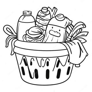 Kleurplaat van een Wasmand Vol Kleding | Wasserij kleurplaat