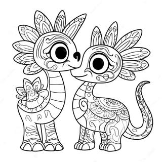 Kleurrijke Alebrijes uit Coco Kleurplaat | Alebrijes Coco kleurplaat