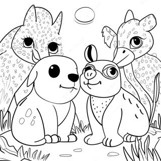 Pointillisme Dierenvrienden Kleurplaat | Pointillisme kleurplaat