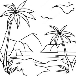 Paradijs Landschap Kleurplaat | Paradijs kleurplaat