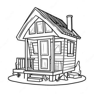 Kleurplaat van een tiny house | Tiny House kleurplaat