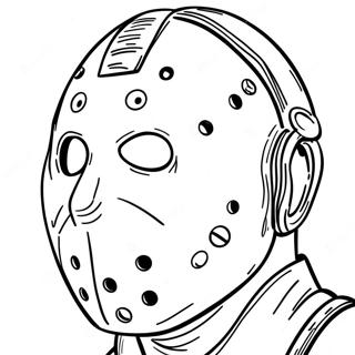 Jason met een Coole Masker Kleurplaat | Jason kleurplaat