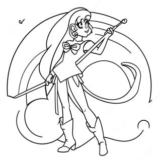 Sailor Pluto in Elegante Houding Kleurplaat | Sailor Pluto kleurplaat
