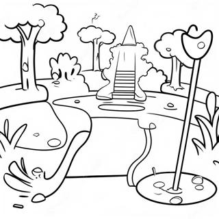 Kleurige Mini Golf Obstakels Kleurplaat | Mini Golf kleurplaat