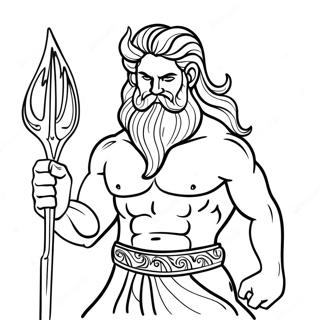 Poseidon met Drietand Kleurplaat | Poseidon kleurplaat