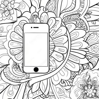 iPhone 14 met Kleurrijke Achtergrond Kleurplaat | iPhone 14 kleurplaat