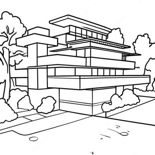 Frank Lloyd Wright Architectonisch Ontwerp Kleurplaat | Frank Lloyd Wright kleurplaat