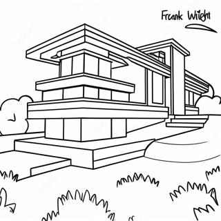 Frank Lloyd Wright Iconische Prairie Stijl Kleurplaat | Frank Lloyd Wright kleurplaat