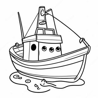 Kleurige Vissersboot met Vangst Kleurplaat | Vissersboot kleurplaat