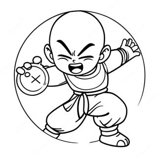 Kleurplaat van Krillin met Energiebal | Krillin kleurplaat