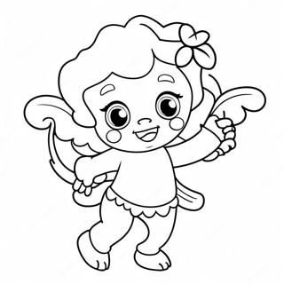 Kleurplaat van Schattige Cupido met Boog | Valentijn kleurplaat